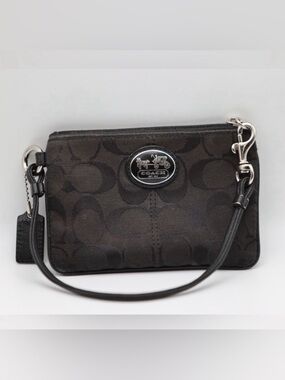 Coach Black Signature Fabric Wristlet